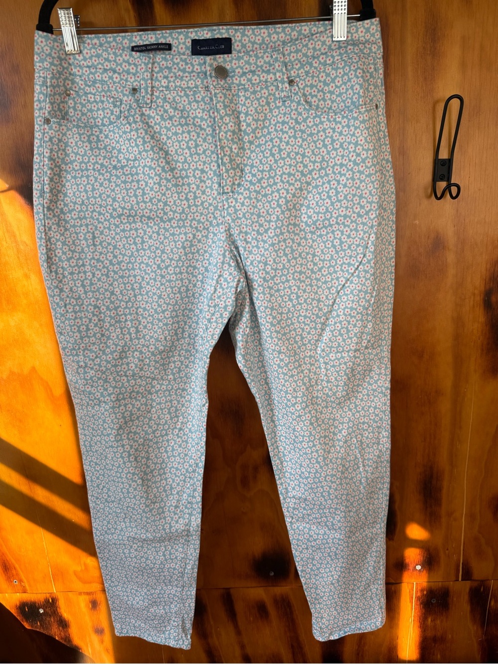Charter Club Light Blue Floral Skinny Ankle Jeans